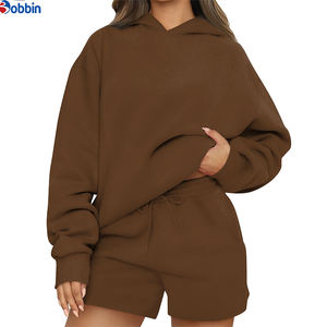 Custom Women Plain hoodie Sweatshirt and <b>Shorts</b> tracksuits Sets Casual Plus Size Unisex Hoodies & Sweatshirts and <b>Short</b> Sets - Product Image 2