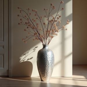 Elegant Modern Decorative Accent Metal Iron <b>Vase</b> Honeycomb <b>Textured</b> Flower Silver Gradient Finishing for Weddings Home Events - Product Image 4