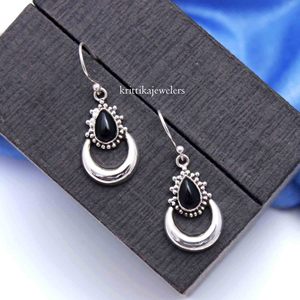 925สเตอร์ลิงเงินโบฮีเมียนสไตล์ลดลงพลอยโอนิกซ์ธรรมชาติสีดำนิลที่มีน้ำหนักเบาออกแบบน่ารักสวมใส่ทุกวันต้นทุนต่ำ - Product Image 4