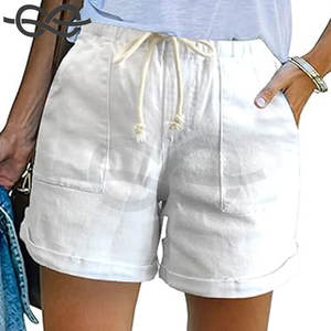 Short en jean décontracté pour femmes taille haute déchiré jean court extensible cordon taille élastique à la mode confortable - Product Image 4