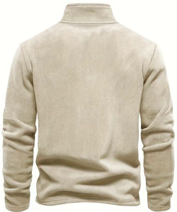 Sweat-shirt à col montant mi-zippé pour homme, vêtement de sport décontracté, manches longues, uni, teinture écologique, personnalisable, automne/hiver - Product Image 2