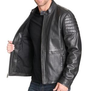 2025 motard Style classique en cuir véritable veste de sport en cuir véritable doux matelassé manches matelassées moto à la mode - Product Image 3