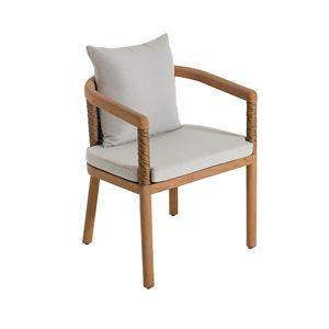 Outdoor Set Dining Table Include <b>Rectangular</b> Table and 8 Chairs Teak Wood With Rope and <b>Cushion</b> Patio Garden - Solia - Product Image 3