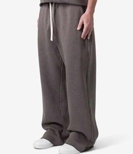 Dark Wash Men's Pants <b>Stacked</b> Flared <b>Jogger</b> Sweatpants Custom OEM French Terry Casual Wear Elastic Waistband <b>Jogger</b> For Men - Product Image 3