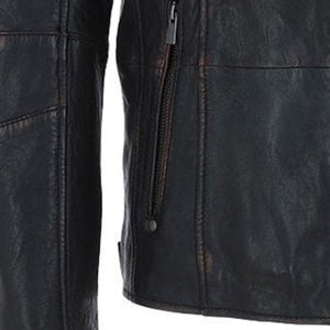 Venta caliente chaqueta de cuero de cordero negro para hombre estilo de calle cuello alto moda de alta calidad invierno lona cuero Impex - Product Image 6