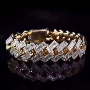 Ice VS1 Moissanite 12 Carat White Gold Trendy Hip Hop Style Cuban Link <b>Bracelet</b> Rhodium Plated Party Unisex 925 Sterling Silver - Product Image 4