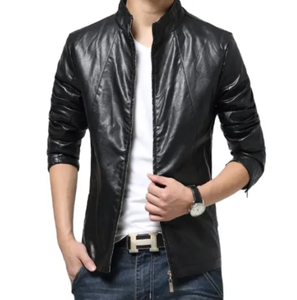 Vestes en cuir de qualité supérieure à col montant pour hommes, veste en cuir à fermeture éclair à col montant, toutes les couleurs et tailles, personnalisable - Product Image 2