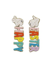 Felt Back <b>Pearl</b> Seed Beaded Easter Bunny Carrot Car Dangle <b>Earrings</b> Easter Bunny <b>Drop</b> <b>Earrings</b> Lightweight Happy Beads <b>Earrings</b> - Product Image 6