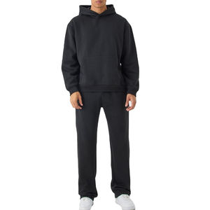 Unisex 2026 Custom Heavyweight Half Zip Hoodies Pantalones acampanados apilados XL Chándal de gran tamaño para hombre en polar Entrenamiento Jogging Wear - Product Image 3