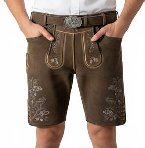 กางเกงขาสั้นผู้ชายสไตล์ Wildbock สำหรับเทศกาล Oktoberfest ของออสเตรีย ทำจากหนังแพะลายสก็อต ระบายอากาศได้ดี เอวกลาง - Product Image 2