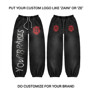 Pantalones Deportivos Negros ZAINI de 400 GSM, Premium, Ecológicos, Transpirables y Ligeros, con Pliegues Delanteros y Cordón Ajustable - Product Image 1