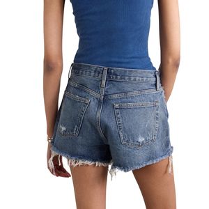 Pantalones cortos vaqueros de mezclilla para mujer Essentials Casual desgastados cintura alta dobladillo deshilachado pantalones cortos elegantes de verano Pantalones cortos personalizados para mujer - Product Image 2