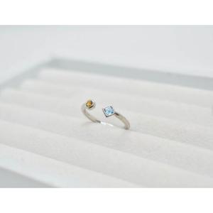 Anillo de Compromiso de Plata de Ley 925 con Citrino y Topacio Azul, Engaste de Lujo, Regalo de Aniversario para Mujeres y Niñas, Piedra Preciosa - Product Image 3
