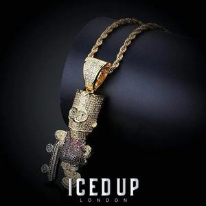 Elegante Colgante de Moissanita con Incrustaciones de Diamantes de Colores, Chapado en Oro sobre Plata 925, Diseño de Bart Simpson, Joyería Brillante a Bajo Precio - Product Image 4