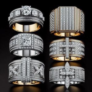 Bague unisexe tendance en argent 925 plaqué or, sertie de moissanite de qualité supérieure, personnalisable en gros, certifiée IGI, taille brillant - Product Image 1