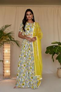 Lemon Garden BlockPrint Lehenga Set Indian Fashion Styling Quality Kurti and Pants du fabricant indien - Product Image 5