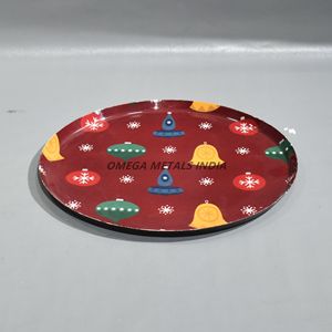 ถาดเสิร์ฟสีแดงมีสไตล์พร้อมการออกแบบเครื่องประดับวันหยุดขี้เล่นเหมาะสำหรับเสิร์ฟของว่างและสังสรรค์ในเทศกาล - Product Image 2