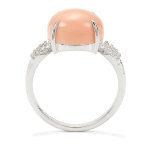 Bague en opale de conque australienne 6 carats, topaze blanche taille ovale, bijou statement en argent sterling - Product Image 3
