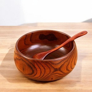 ชามไม้ทำมือคุณภาพสูง ทนทาน เป็นธรรมชาติ มีสไตล์ เป็นมิตรกับสิ่งแวดล้อม ใช้กับเครื่องล้างจานได้ ปรับแต่งได้ อุปกรณ์รับประทานอาหารที่จำเป็น - Product Image 4