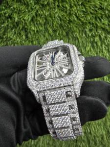 Reloj de Lujo para Hombre, Estilo Hip Hop, con Incrustaciones de Moissanita VVS, Esfera con Números Romanos, Pasa el Test de Diamantes, Mecánico, Disponible al por Mayor - Product Image 3