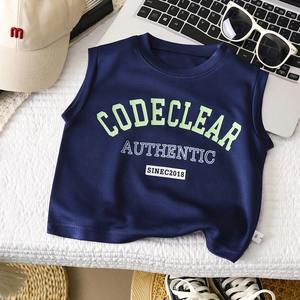 Camisetas sin mangas de alta calidad personalizadas de verano para niños, Camiseta de algodón, apliques de lavado ácido, ropa de calle bordada Vintage - Product Image 4