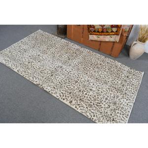 Tapis turc vintage 3,5x6,6 pi (106x202 cm), tapis floral blanc et marron - Product Image 3