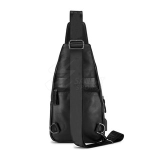 Bolsa de pecho de cuero con correa cruzada y cierre de cremallera seguro Bolsa de pecho de cuero de moda con diseño ligero - Product Image 2