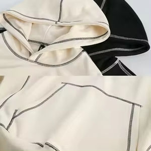 Sweat à capuche Dizzah personnalisé poids lourd à épaules tombantes pour hommes 100% coton de haute qualité grande taille tricoté tissage brodé teint uni - Product Image 2