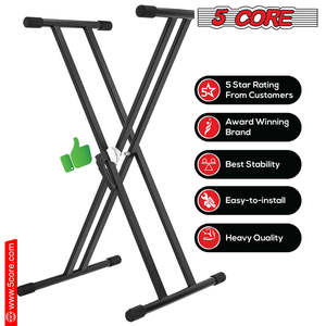 5 Core <b>Keyboard</b> Stand Dual X Shape Gear Adjustable Foldable Portable Key Board DJ Controller Stands - Product Image 4