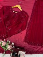 Sari en Georgette de créateur tendance, modèle exclusif, qualité supérieure, pour mariée, tenue de soirée ethnique, style indien, collection Showstopper
