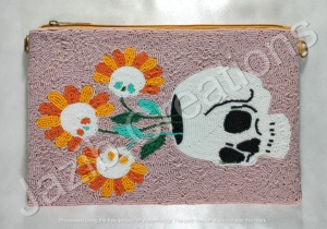 2025 femmes doux Durable paillettes pochette à la main tissé épaule paillettes Floral brodé fermeture éclair tendance pour la plage - Product Image 2