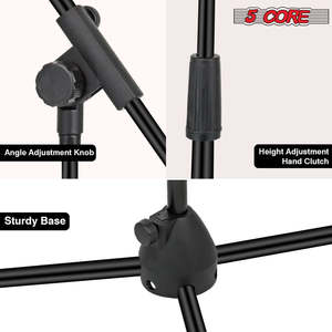 5 Core Mic Stand Floor Height Adjustable <b>Tripod</b> Microphone Stands w Extending Telescoping Boom Arm - Product Image 4