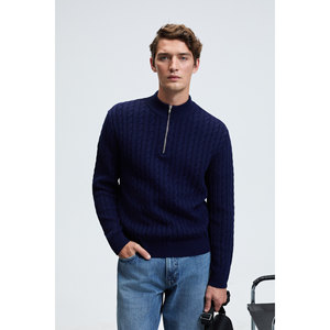 Pull en tricot à col montant mi-zippé pour homme GRIMELANGE IVAR, motif tricoté - Product Image 1