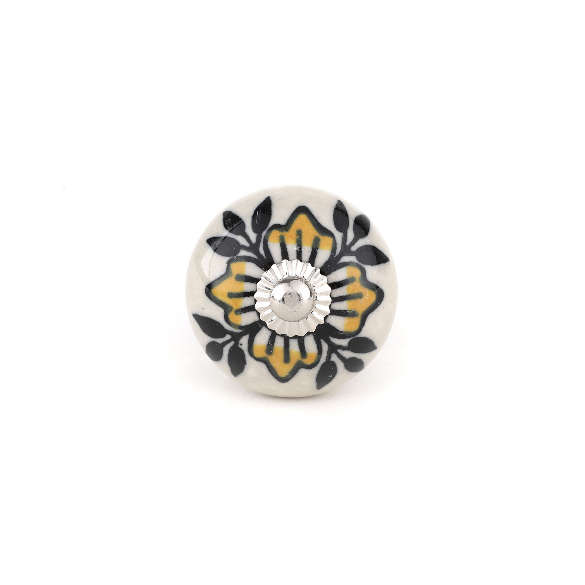 White base with orange floral and green leaf design