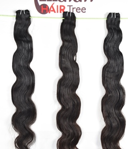 Extensiones de Cabello Humano Indio Virgen, Ondulado, de la Mejor Calidad, Color Negro, Cutícula Alineada, Doble Trama a Máquina, Natural, Sin Procesar - Product Image 2