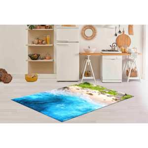 Tapis imprimé Vagues Côtières - Décoration de bureau Paysage Marin, Tapis à poils doux - Product Image 3