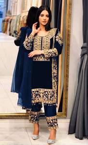 Nouveau designer vêtements ethniques bel ensemble Salwar Kameez-haut entièrement cousu-Dupatta Kurti pantalon fête porter naturel en gros Kurti - Product Image 4