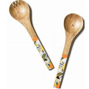 Unique Design Mango Wood Enamel Salad Server Set Elegant Home Restaurant Tableware Decoration <b>Flatware</b> for Weddings - Product Image 4