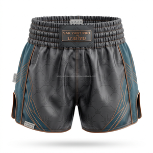 Pantalones Cortos de Kickboxing de Satén Grueso al por Mayor, Etiqueta Tejida Personalizada, Pantalones de Lucha Muay Thai, Proveedor OEM - Product Image 1