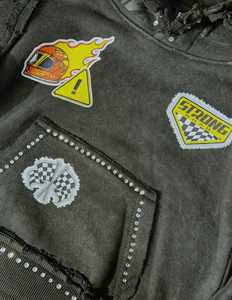 เสื้อฮู้ดดี้ผ้าฟลีซคอตตอน 100% ล้างสีแบบวินเทจ ตกแต่งด้วยคริสตัล พร้อมดีไซน์สั่งทำพิเศษ สไตล์สตรีทแวร์ทรงบ็อกซี่ สำหรับผู้ชาย เป็นมิตรกับสิ่งแวดล้อม - Product Image 6