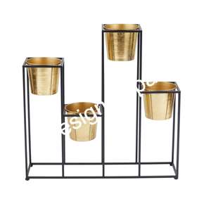 Jardinières de luxe petites et moyennes de grande taille et Pots de fleurs en tôle de fer plaqué or sans rouille avec support Jardinières en métal pour balcon - Product Image 5