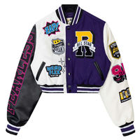 Femmes décontracté Letterman cuir recadrée Varsity veste personnalisé polaire manteau d'hiver nouveau Style vêtements pour le printemps