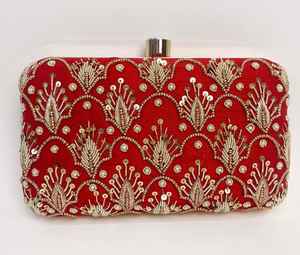 Customized Luxury <b>Party</b> Wear Clutch <b>Bag</b> High Quality Oval Shape Brass Frame Handmade Heavy Embroidery Silk Material Customizable - Product Image 1