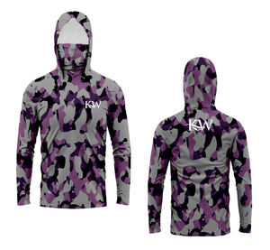 เสื้อตกปลามีฮู้ดแขนยาวผ้าโพลีเอสเตอร์ธรรมดาแขนยาวแห้งเร็วป้องกัน UV ป้องกันแรงพิมพ์ซับลิเมชันแบบกำหนดเองได้ - Product Image 3