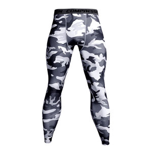 Medias de gimnasio atléticas de cintura elástica ajustadas para hombre, mallas de compresión de Color sólido, transpirables, de secado rápido, de longitud completa, de algodón, fibra de bambú - Product Image 2