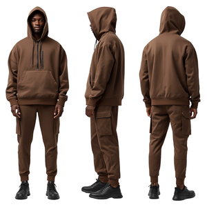 Conjunto Deportivo Personalizado de Algodón Grueso Estilo Utilitario, Sudadera con Capucha Extra Grande y Pantalones Jogger, Ropa OEM - Product Image 2