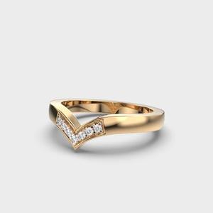 Bague en diamant créé en laboratoire en or 14 carats Bague en diamant empilable incurvée en or jaune avec diamant blanc cultivé en laboratoire - Product Image 3