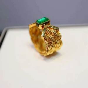 Anillo de moda de oro de 14 quilates para mujer, piedra Esmeralda zambiana Natural para Celebración de fiesta de aniversario de boda, piedra de nacimiento de Mayo IGI - Product Image 4