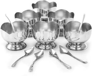 Cuenco de helado de vidrio de Metal pulido de bronce, cuchara para el hogar, Cocina, Restaurante, mesa decorativa, fabricante, vajilla, bodas - Product Image 4