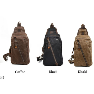 Bolso de Pecho de Lona y Cuero, Bolso Cruzado Multiusos con Cremallera, Bolso de Viaje para Hombre y Mujer, Uso Diario de Verano - Product Image 1